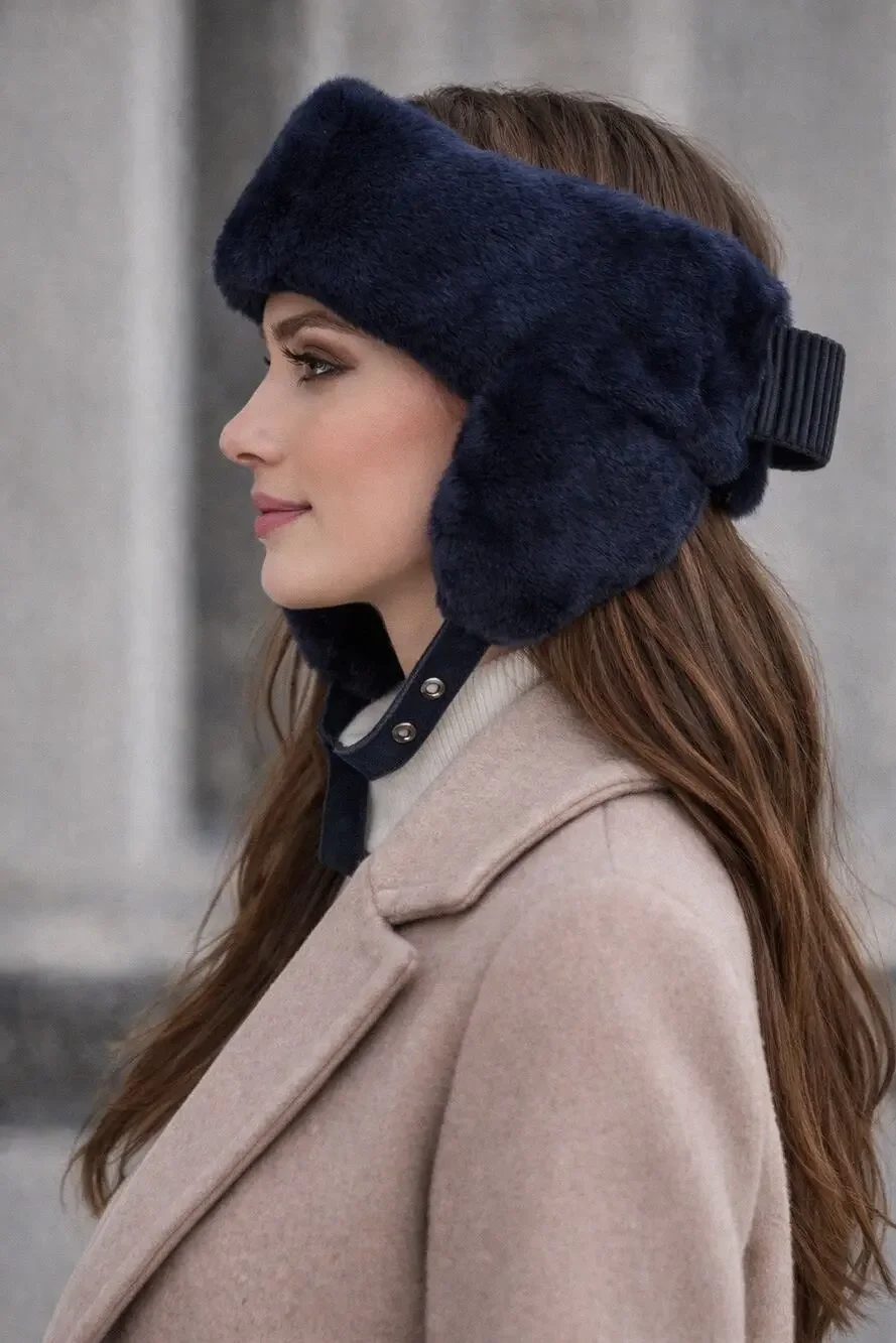 NWOT Max Mara Attinia Rabbit Fur Trapper Hat / Headband
